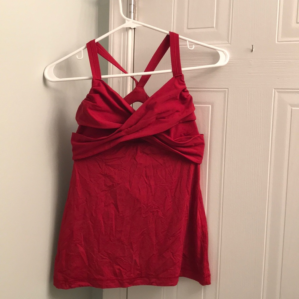 Red criss cross tank top racerback